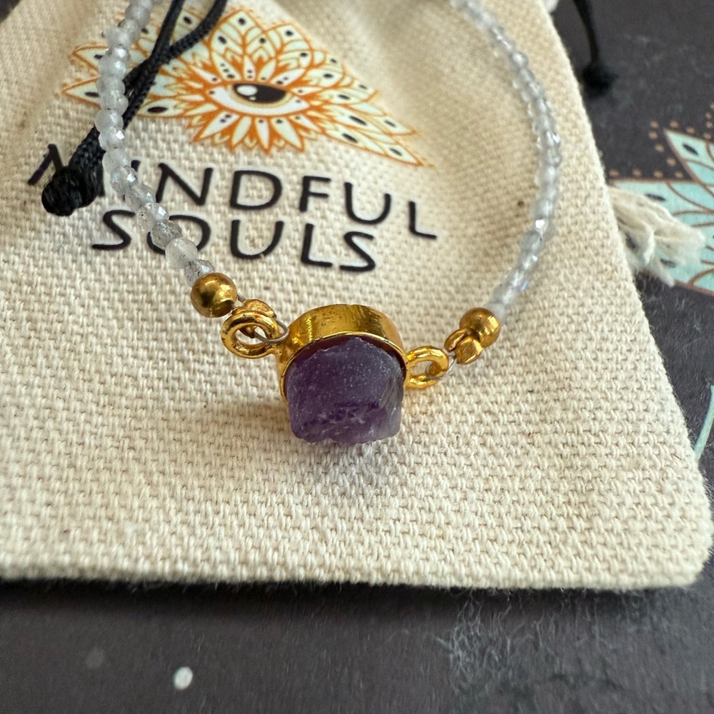 Amethyst Gold Bracelet with Purple Stone